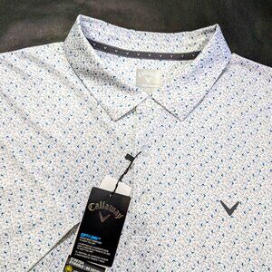 Callaway Polo Shirt Men`s 2XL Bright White Opti-Dri UPF 50 Stretch Performance
